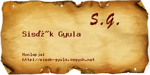 Sisák Gyula névjegykártya